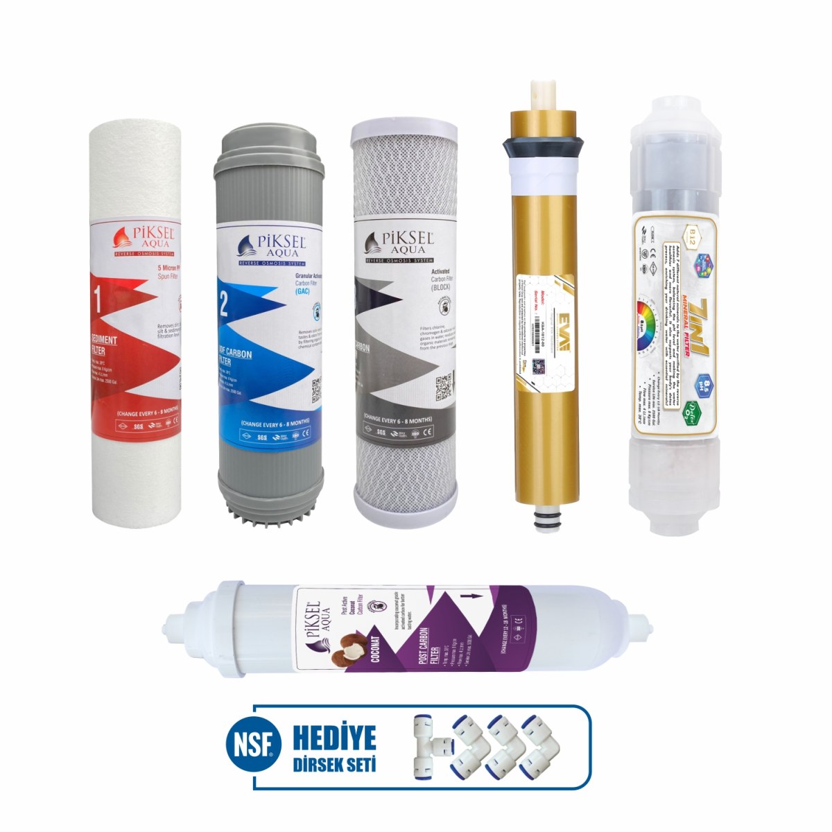 Piksel Aqua Açık Kasa 12 Aşamalı 7in1 Mineral filtreli EVA Membranlı Su Arıtma Cihazı Filtresi