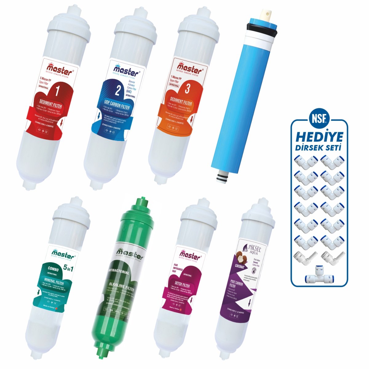 Master 12 Aşamalı RO Membranlı Su Arıtma Cihazı Filtre Seti