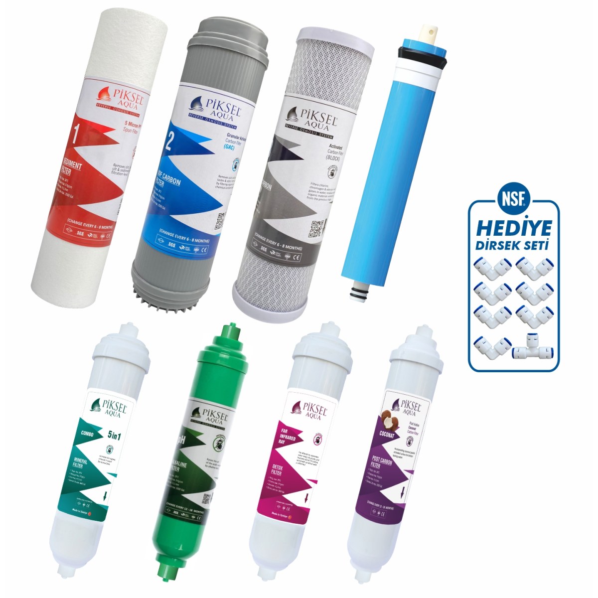 Piksel Aqua Açık Kasa 12 Aşamalı RO Membranlı Su Arıtma Cihazı Filtresi