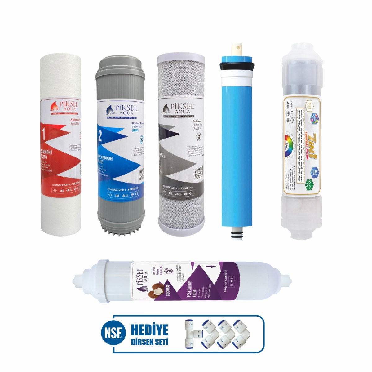 Piksel Aqua Açık Kasa 12 Aşamalı 7in1 Mineral filtreli RO Membranlı Su Arıtma Cihazı Filtresi